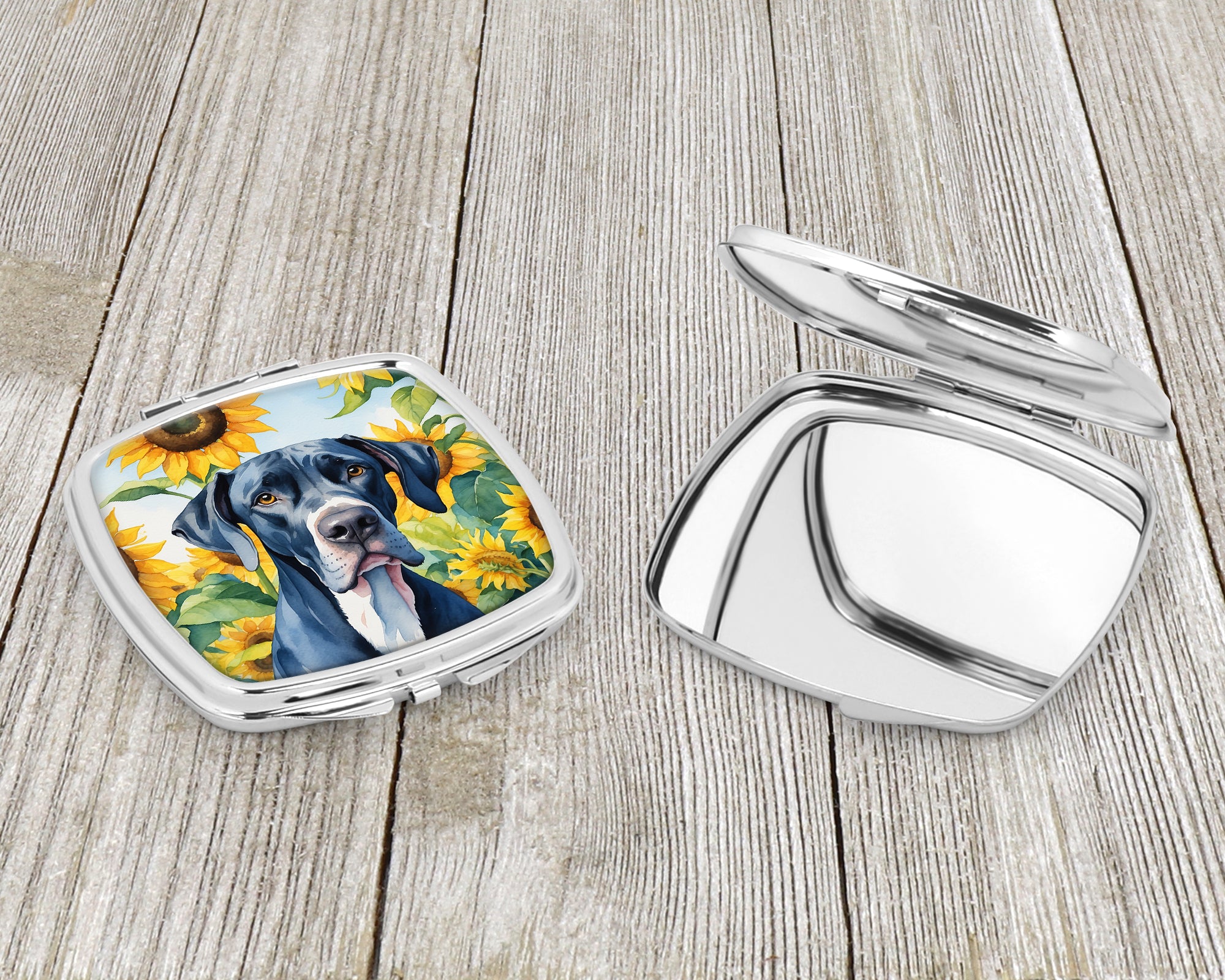 Great Dane in Sunflowers Compact Mirror