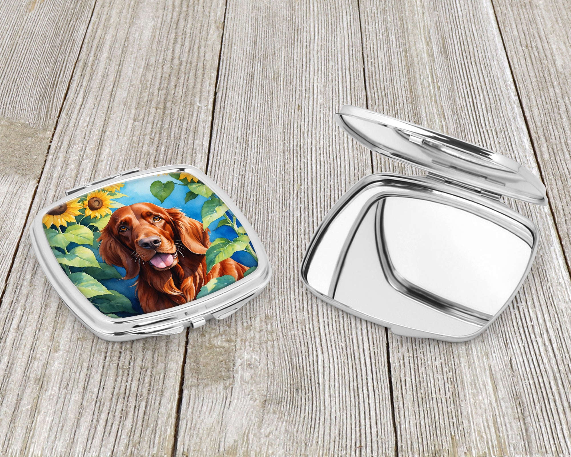 Irish Setter in Sunflowers Compact Mirror