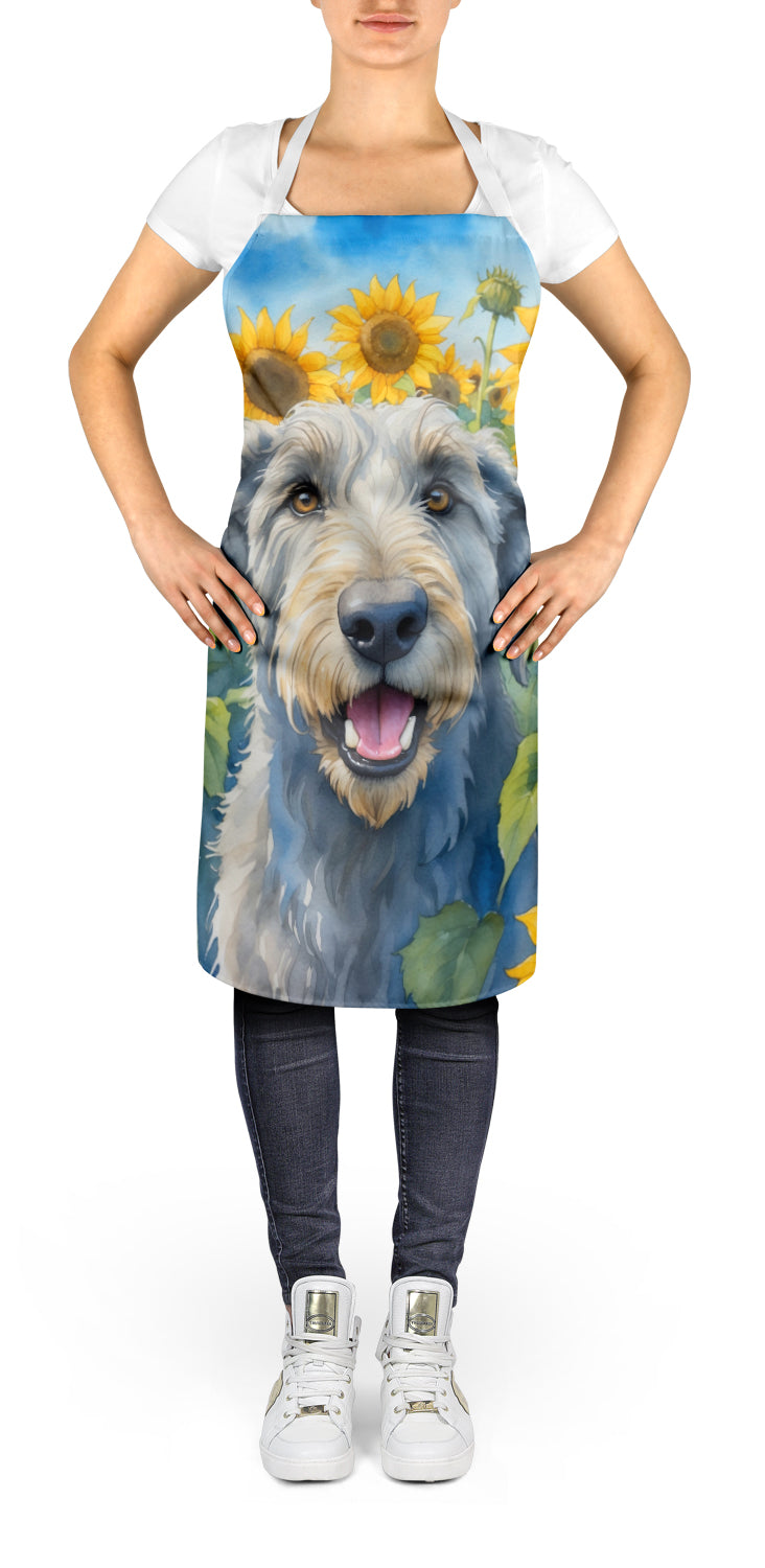 Irish Wolfhound in Sunflowers Apron