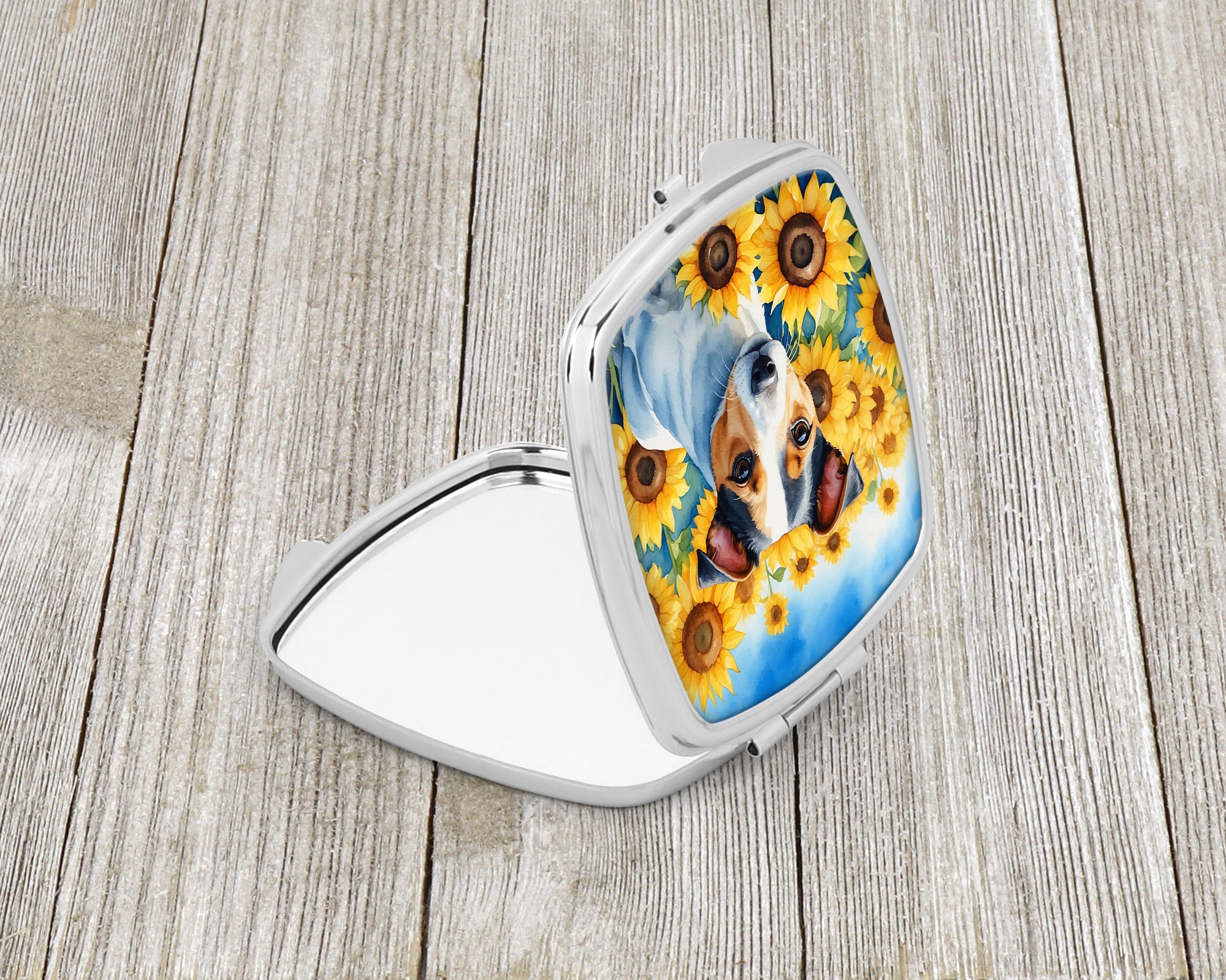 Buy this Jack Russell Terrier in Sunflowers Compact Mirror