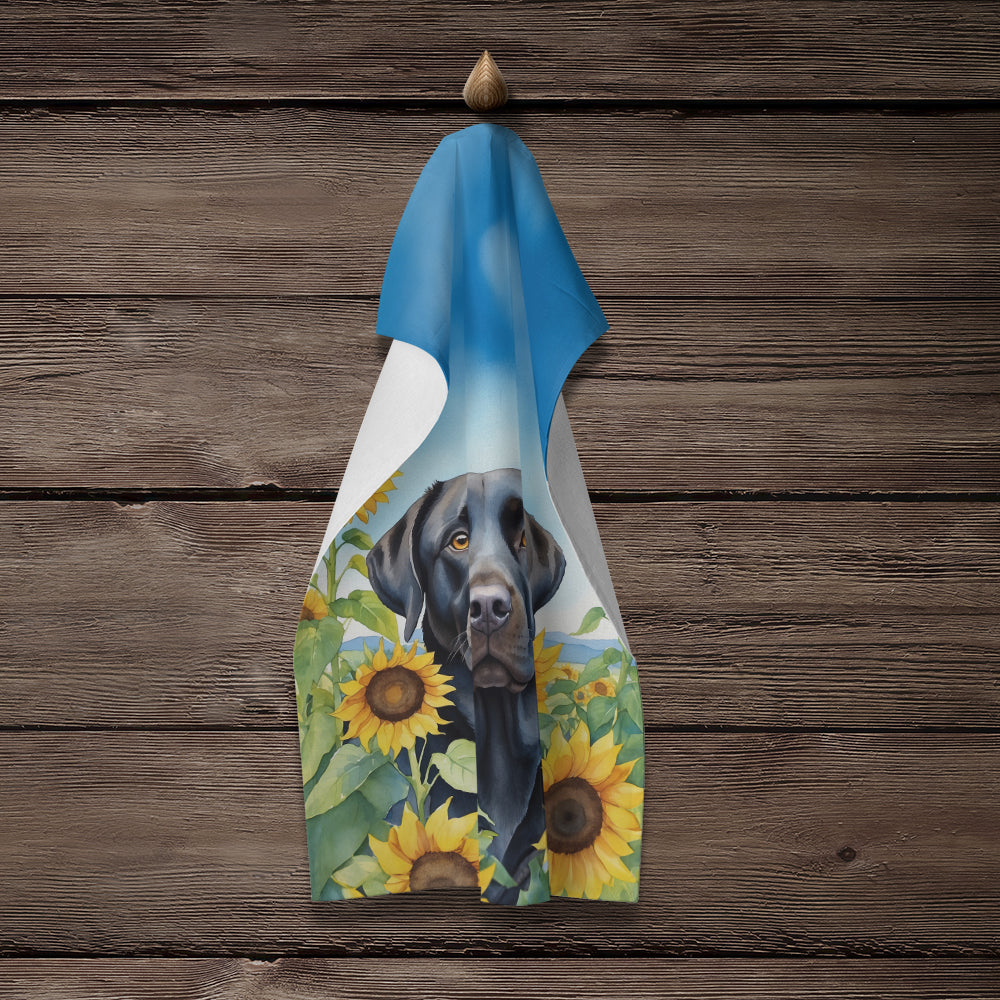 Labrador Retriever in Sunflowers Kitchen Towel