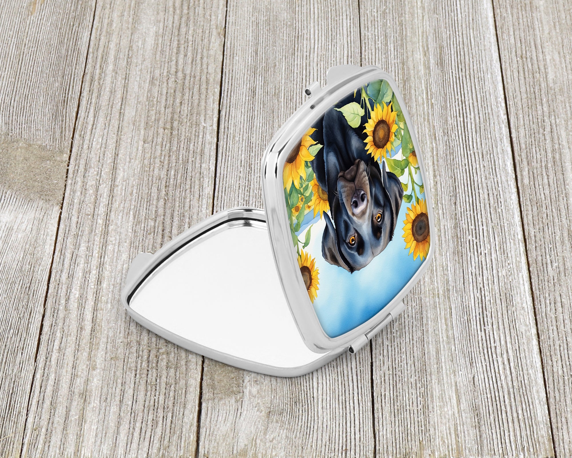 Labrador Retriever in Sunflowers Compact Mirror