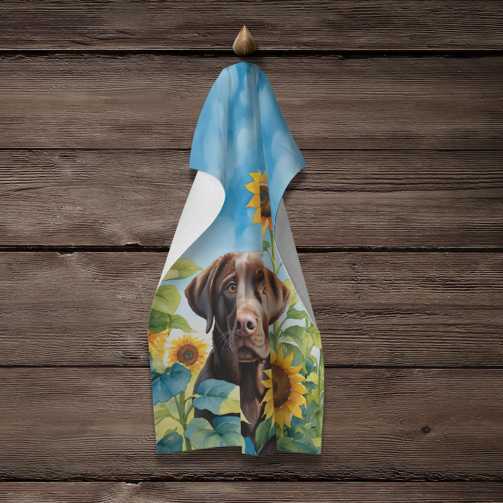 Labrador Retriever in Sunflowers Kitchen Towel