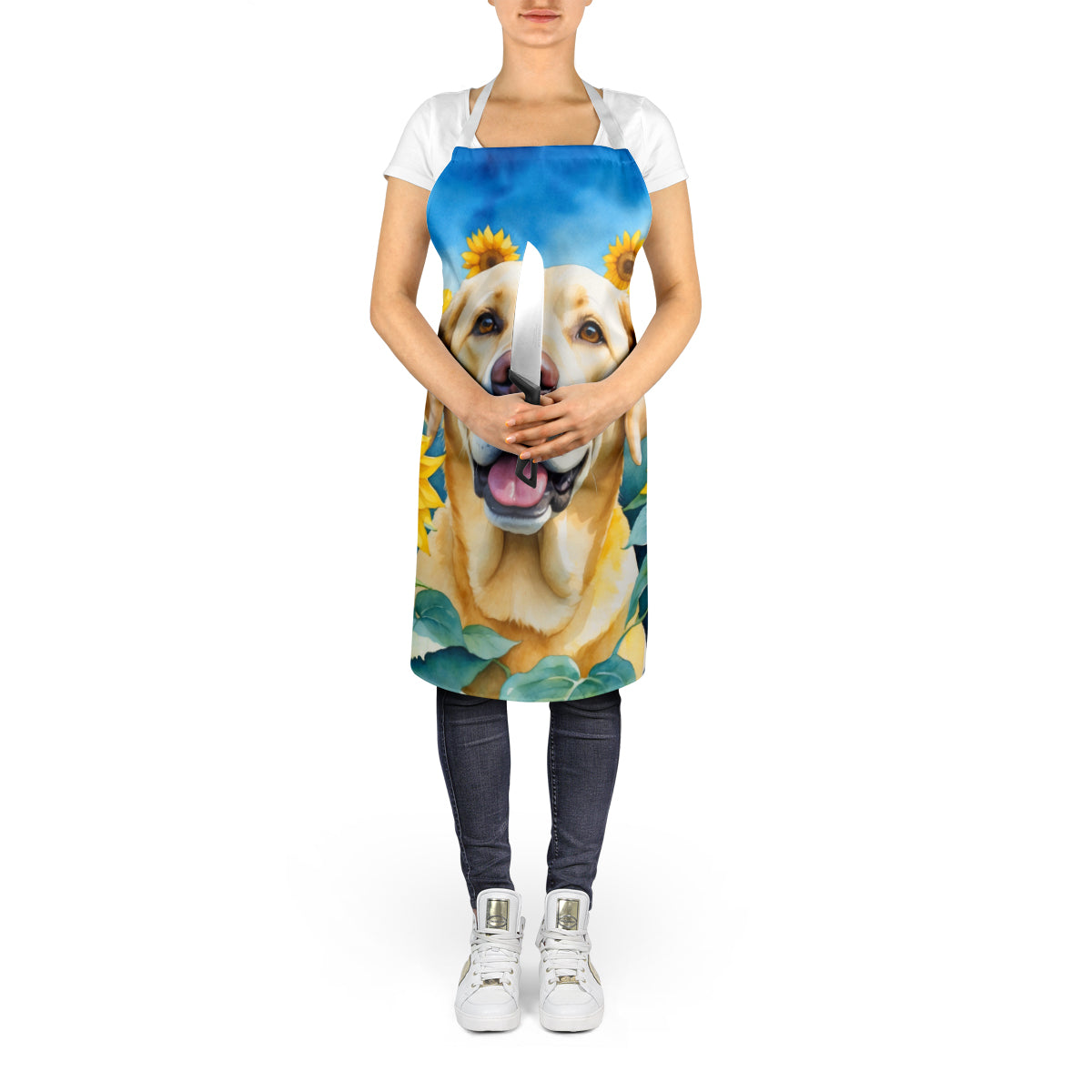 Labrador Retriever in Sunflowers Apron