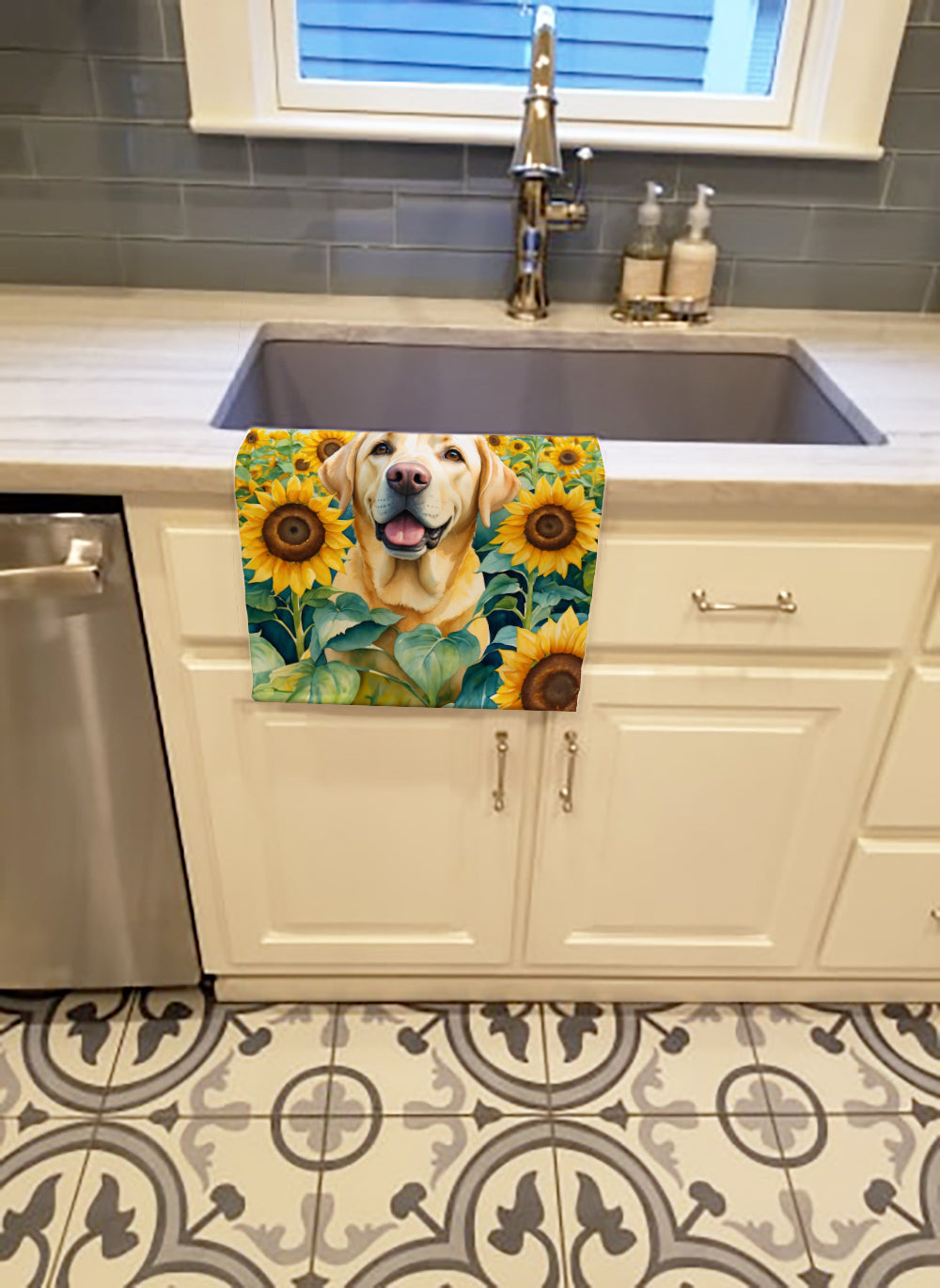 Labrador Retriever in Sunflowers Kitchen Towel