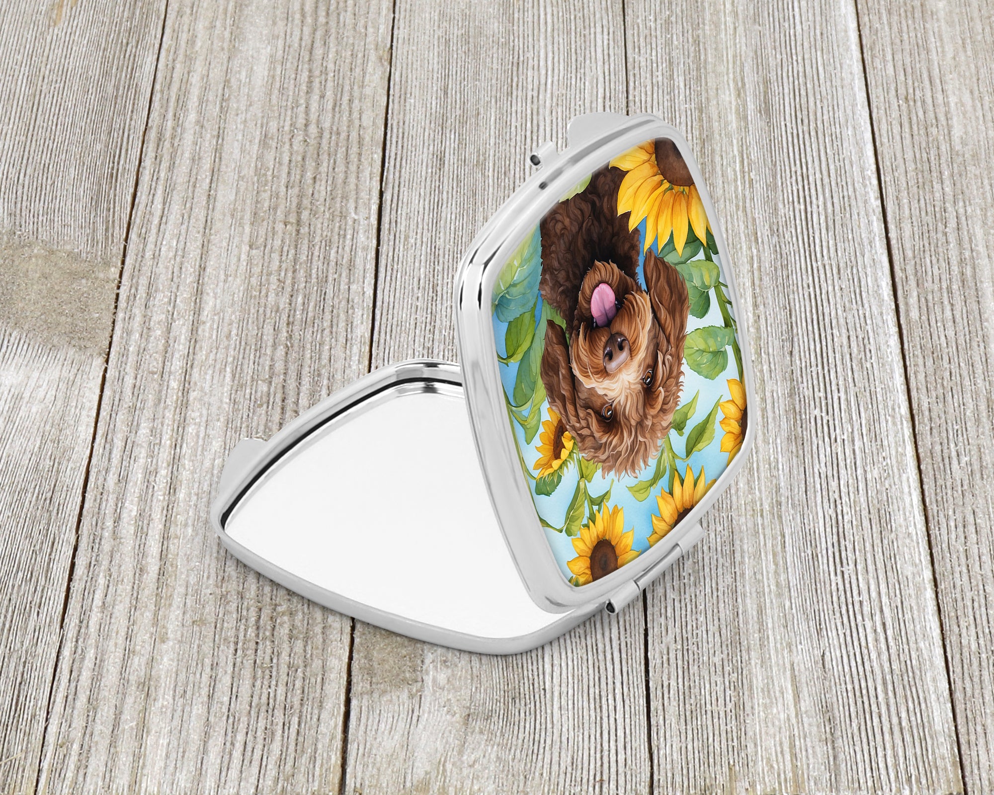 Labradoodle in Sunflowers Compact Mirror