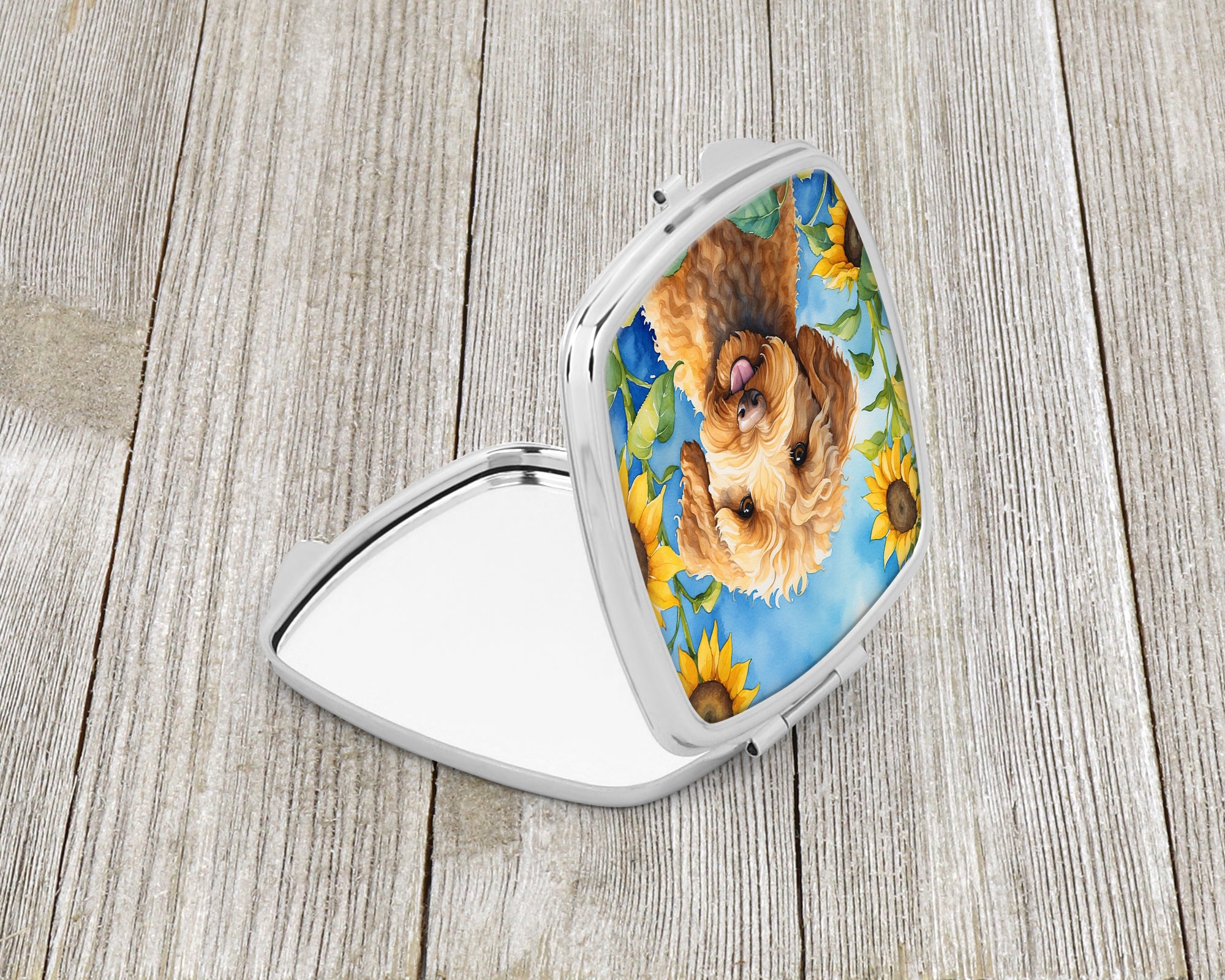 Buy this Labradoodle in Sunflowers Compact Mirror