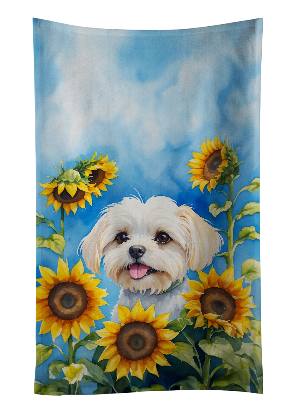 Buy this Maltese in Sunflowers Kitchen Towel