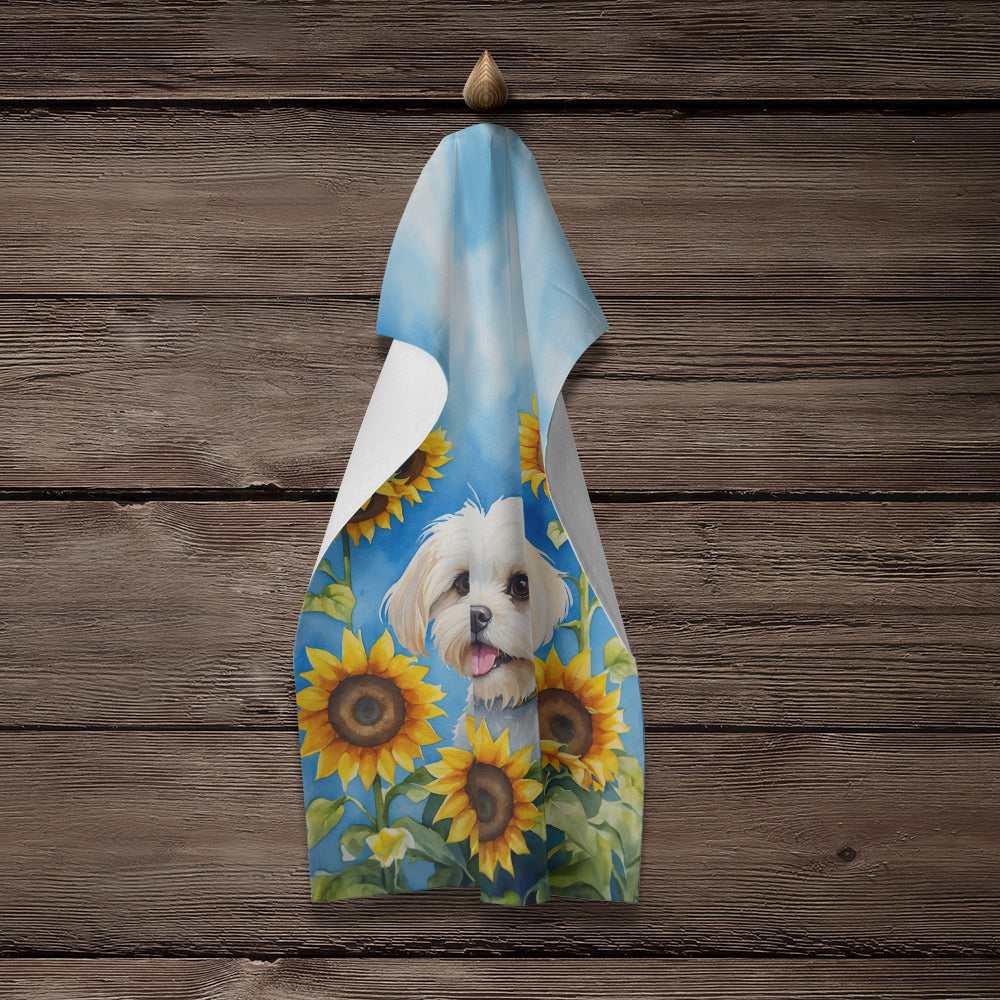 Maltese in Sunflowers Kitchen Towel