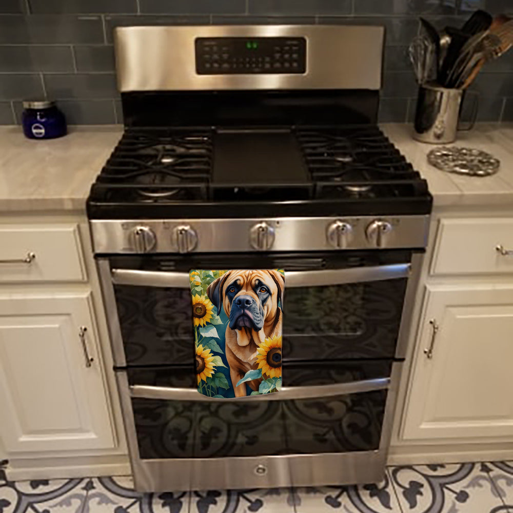 Mastiff in Sunflowers Kitchen Towel