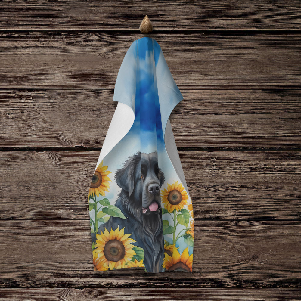 Newfoundland in Sunflowers Kitchen Towel