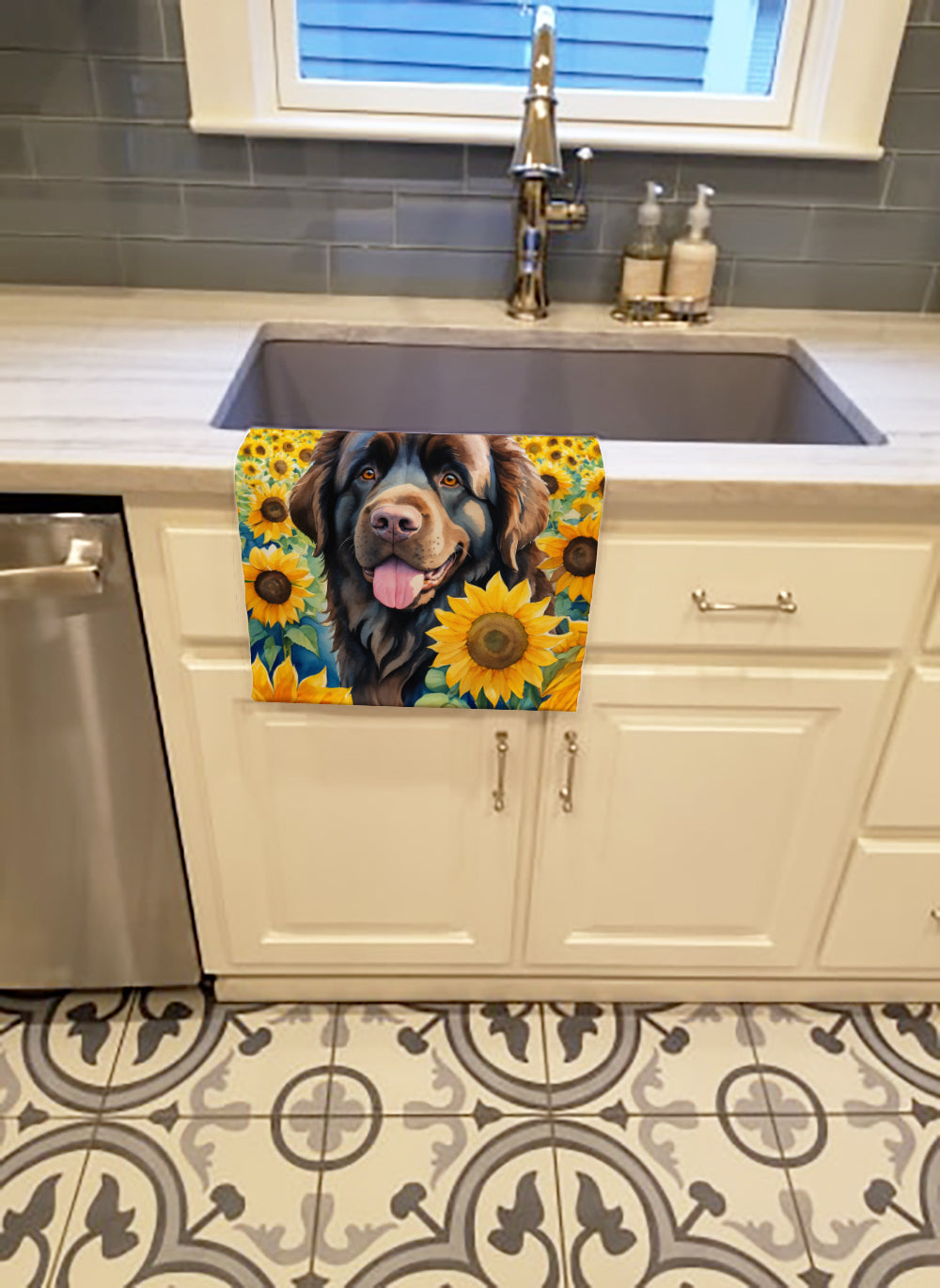 Buy this Newfoundland in Sunflowers Kitchen Towel