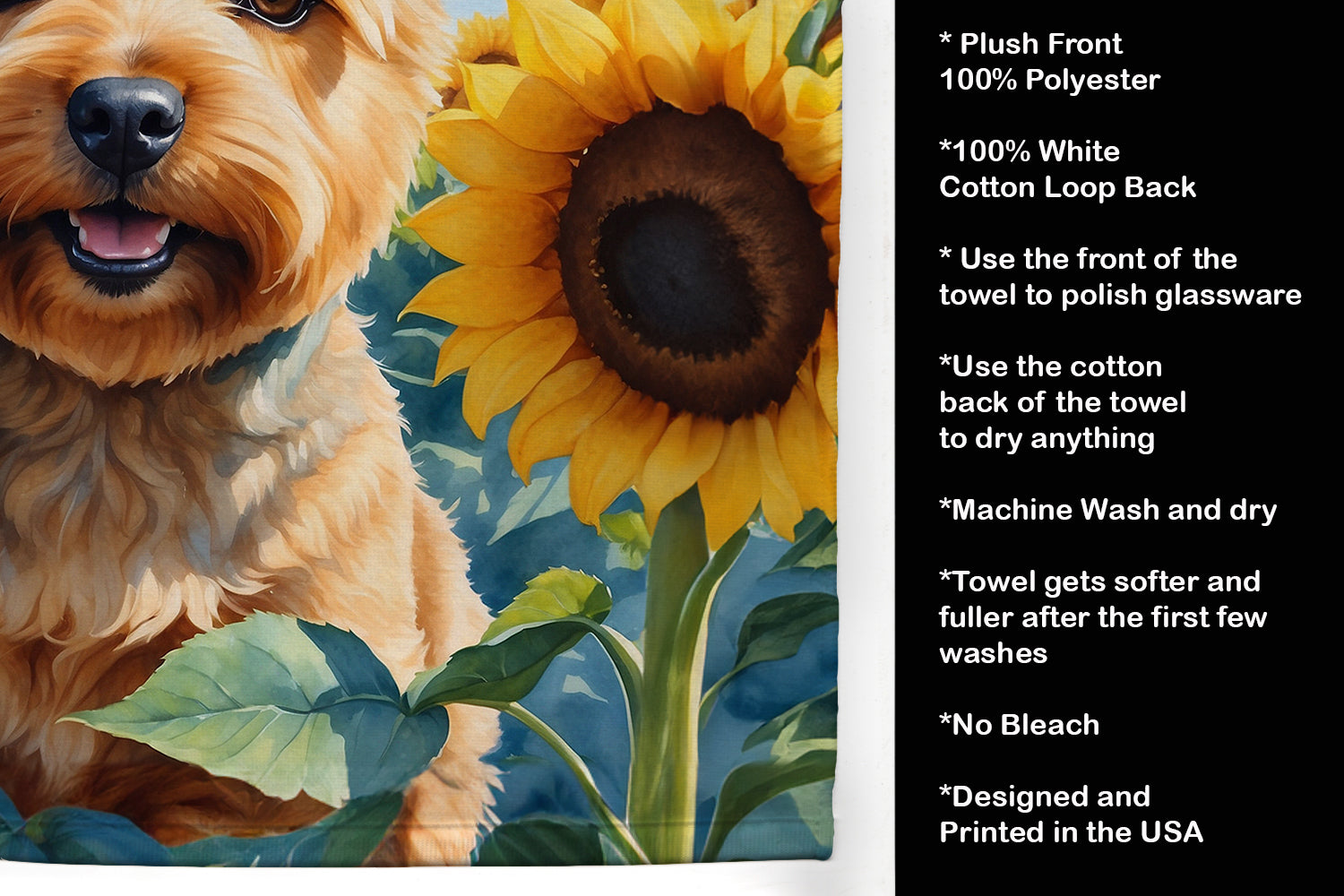 Norwich Terrier in Sunflowers Kitchen Towel