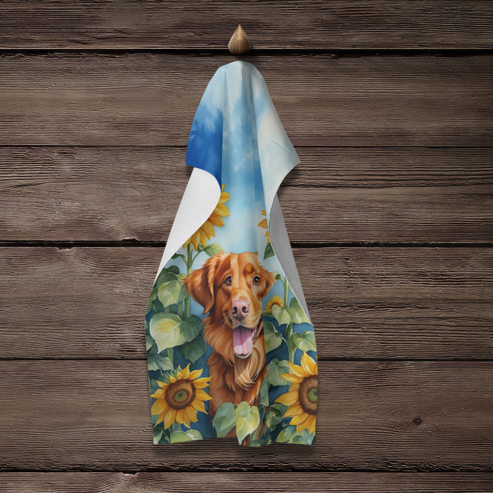 Nova Scotia Duck Toller in Sunflowers Kitchen Towel