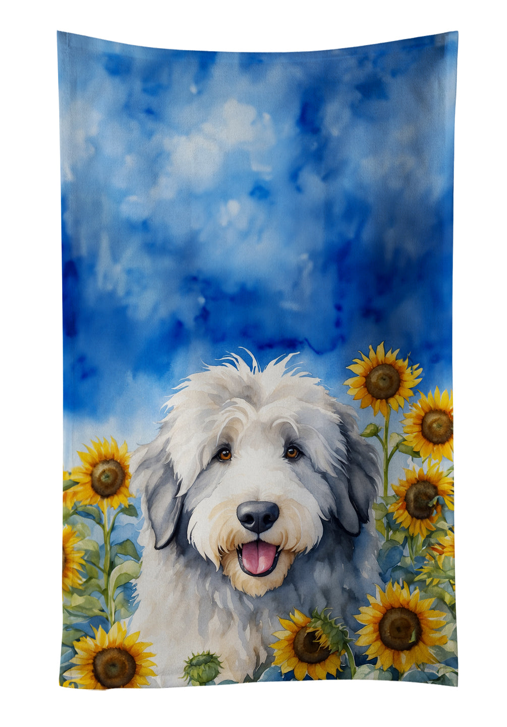 Buy this Old English Sheepdog in Sunflowers Kitchen Towel