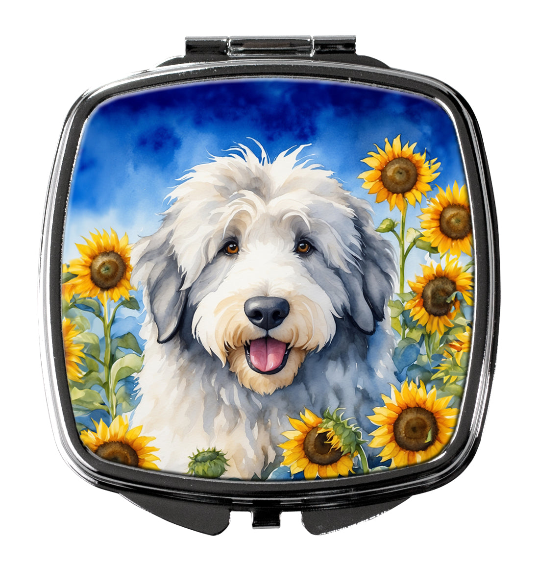 Buy this Old English Sheepdog in Sunflowers Compact Mirror