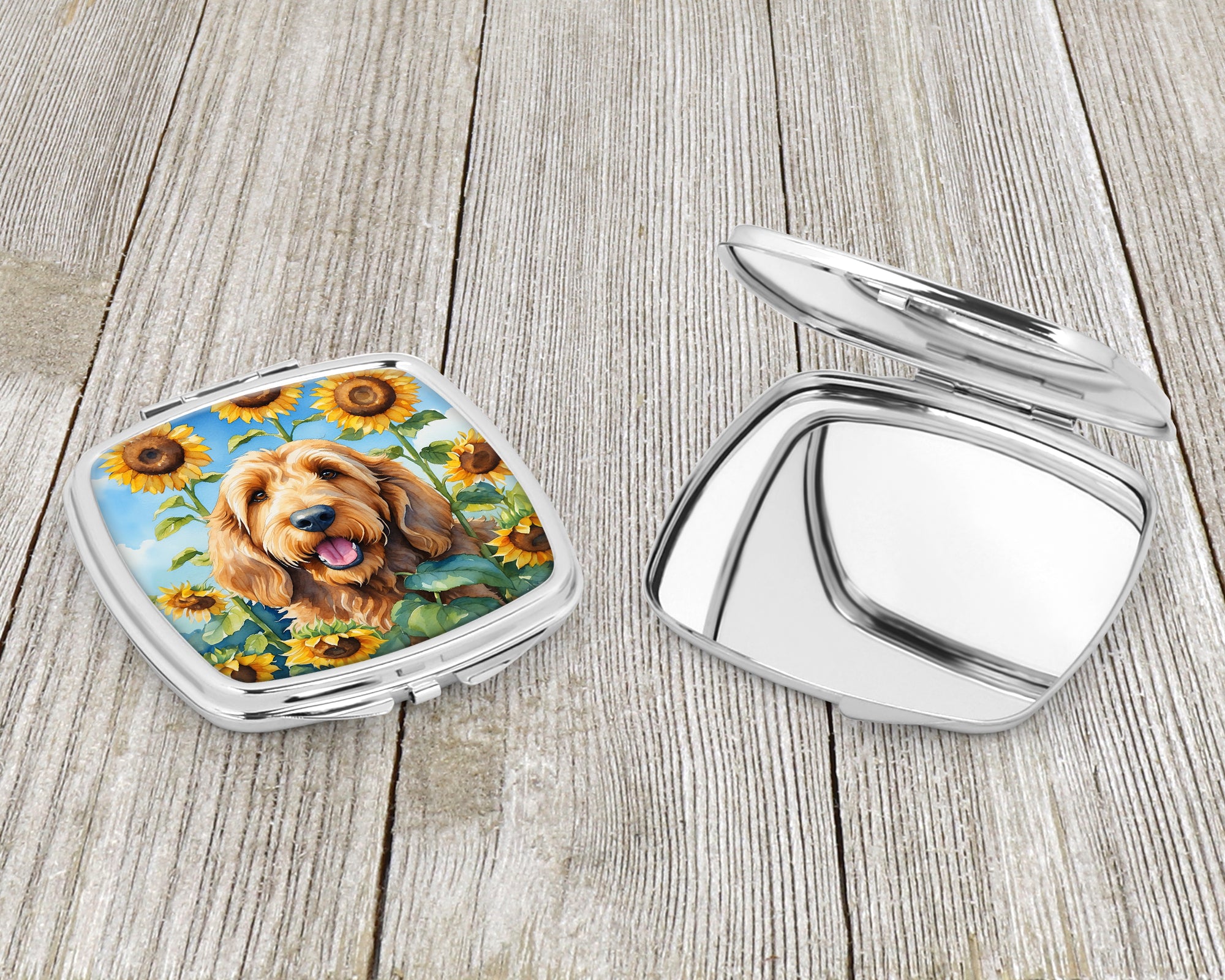 Otterhound in Sunflowers Compact Mirror