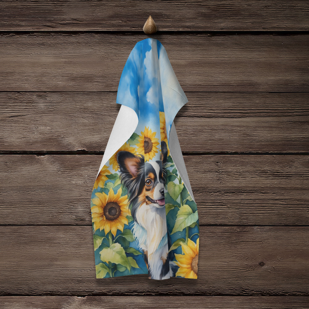 Papillon in Sunflowers Kitchen Towel