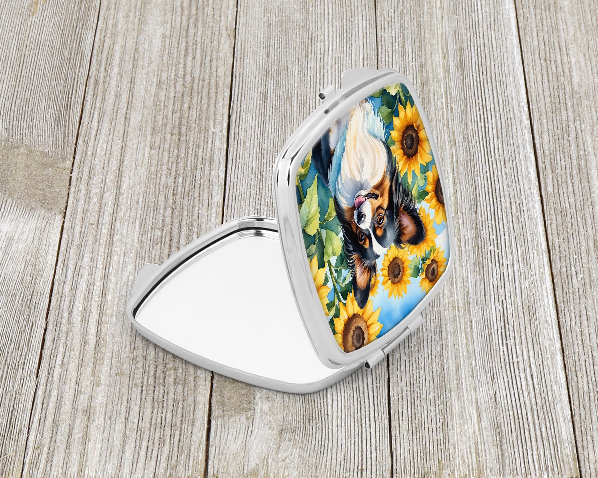 Papillon in Sunflowers Compact Mirror