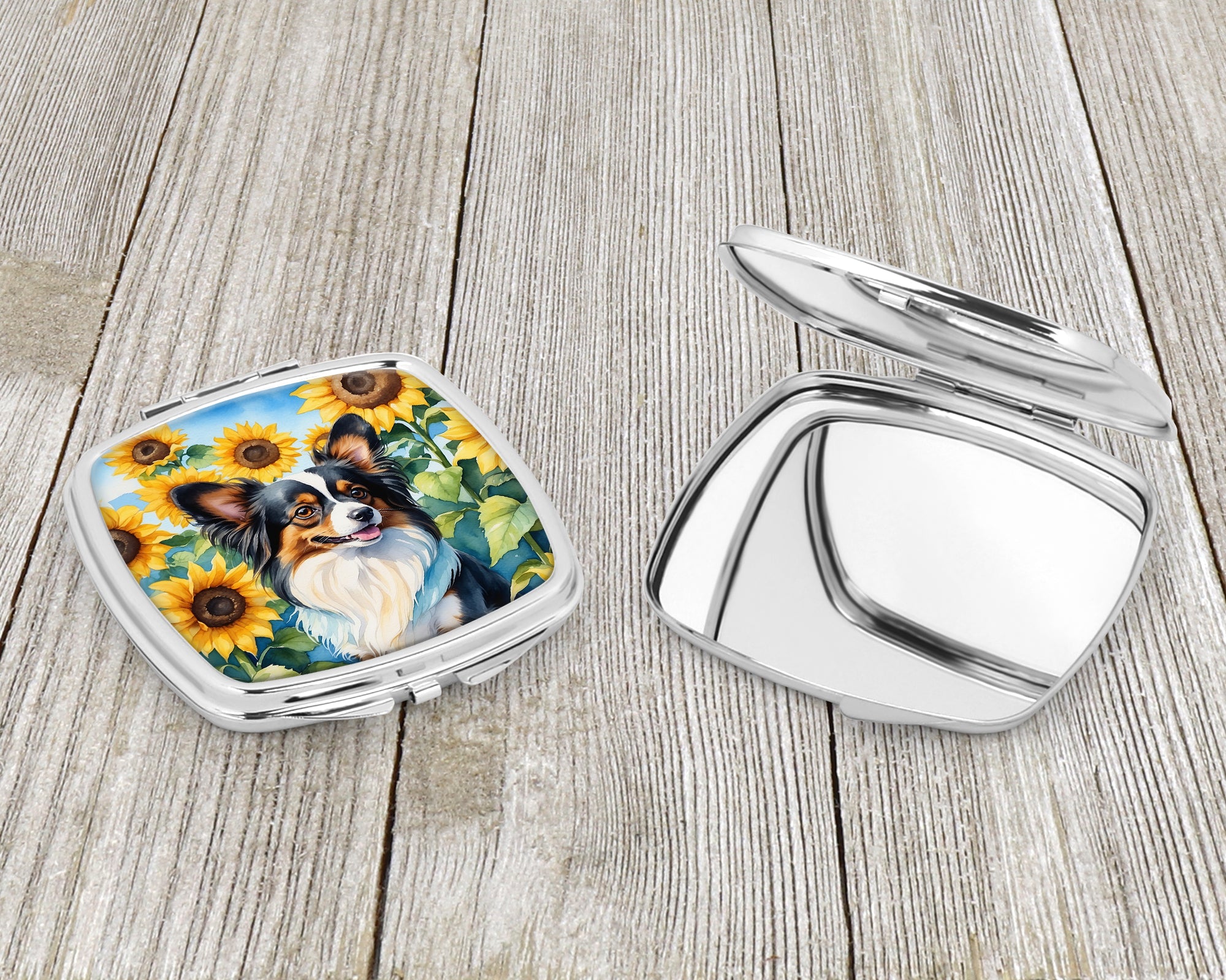 Papillon in Sunflowers Compact Mirror