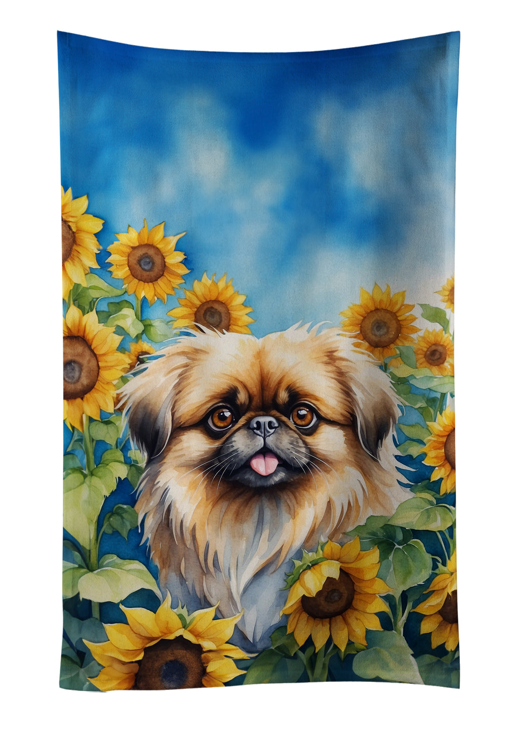 Buy this Pekingese in Sunflowers Kitchen Towel