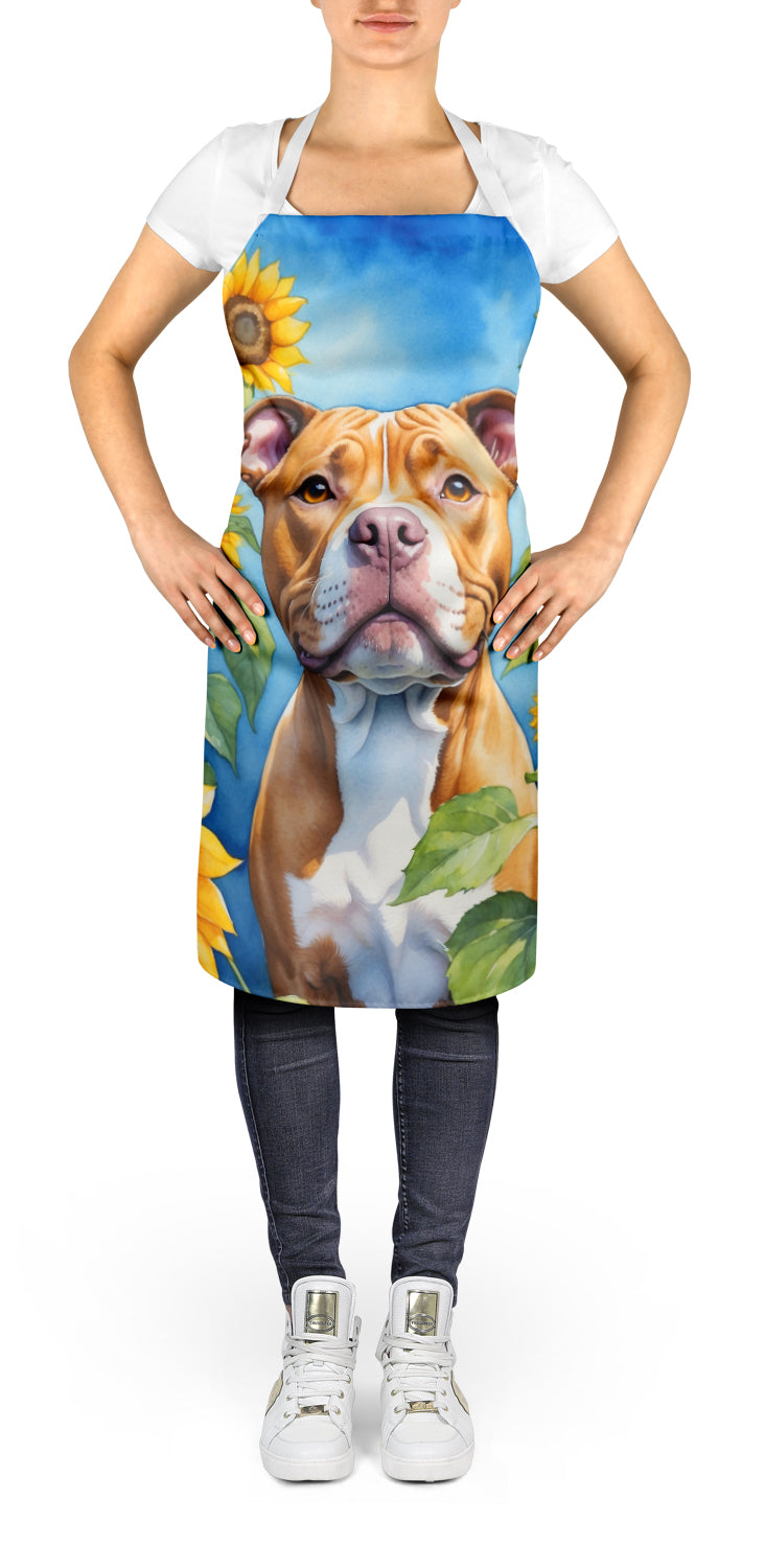 Pit Bull Terrier in Sunflowers Apron