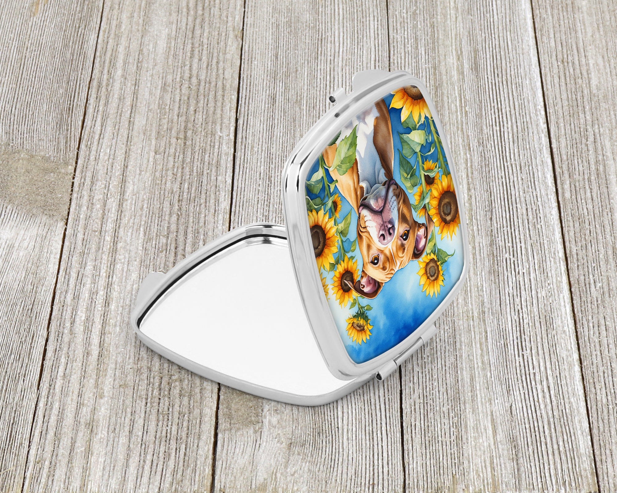 Buy this Pit Bull Terrier in Sunflowers Compact Mirror