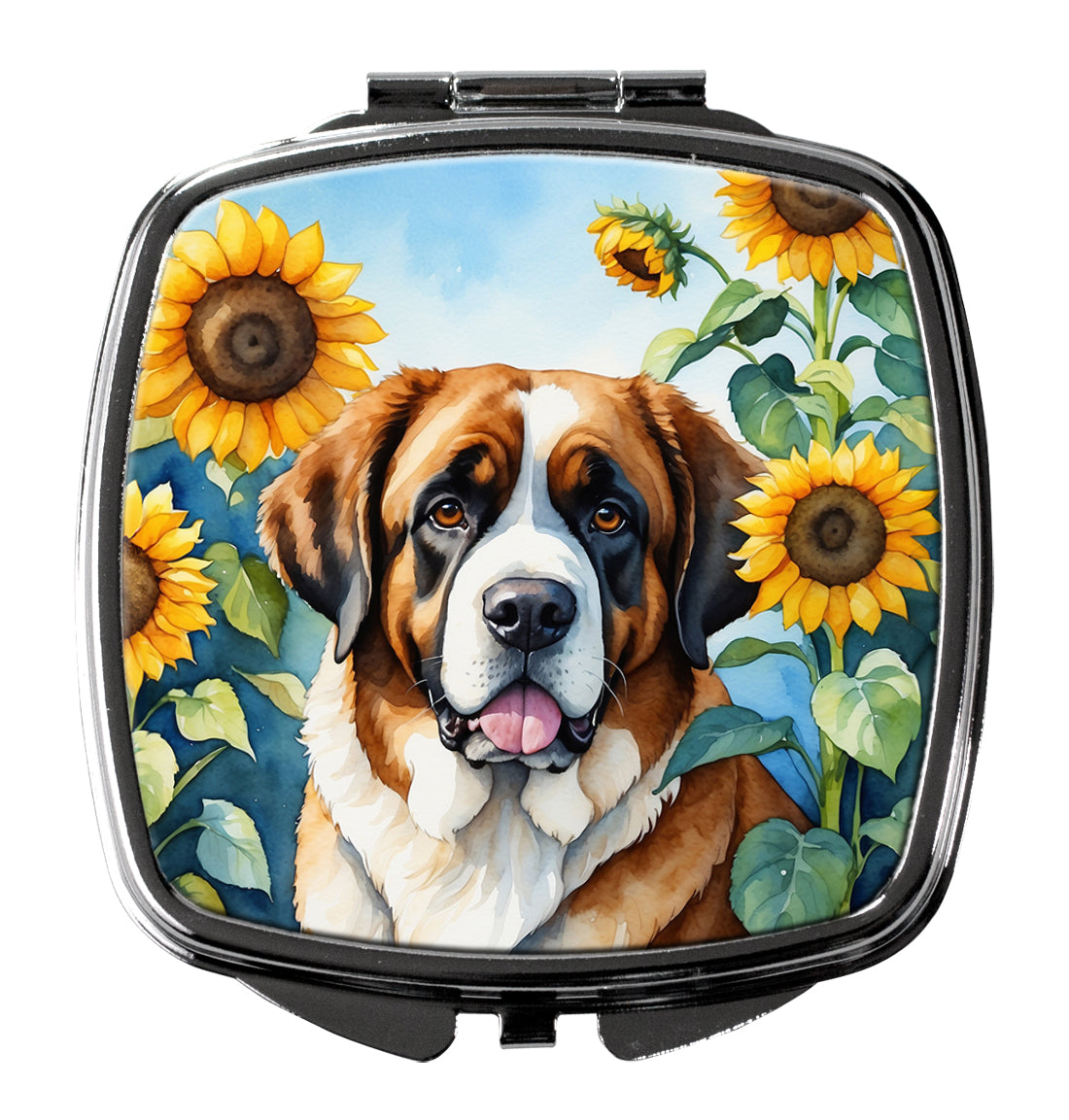 Buy this Saint Bernard in Sunflowers Compact Mirror