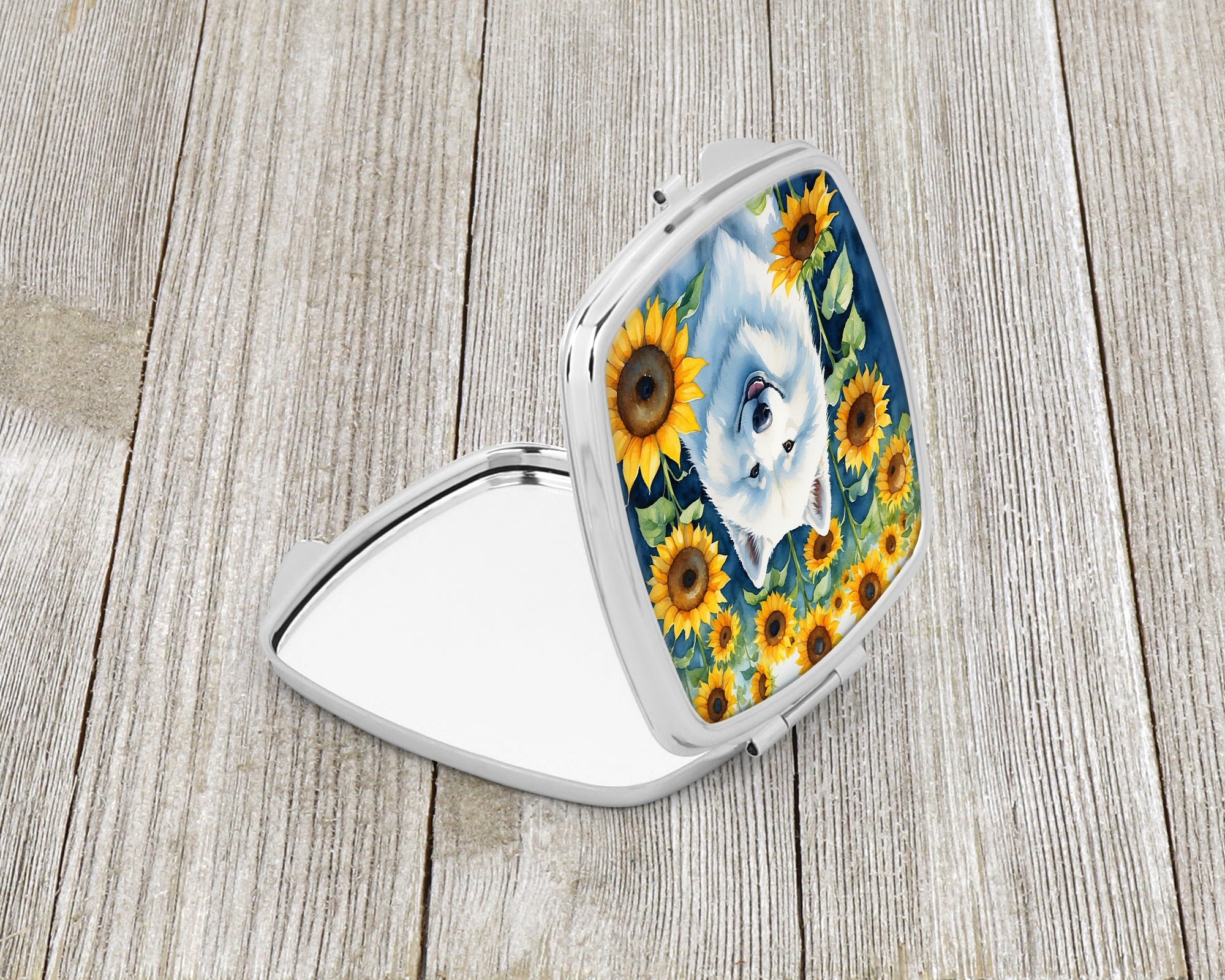 Buy this Samoyed in Sunflowers Compact Mirror