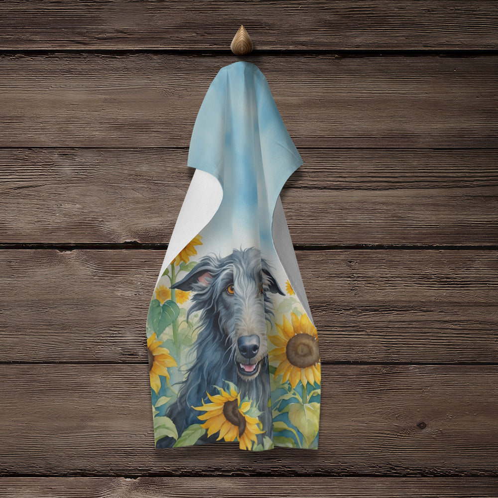 Scottish Deerhound in Sunflowers Kitchen Towel