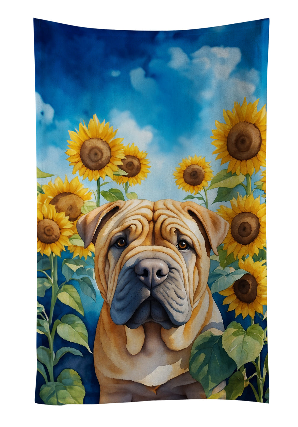 Buy this Shar Pei in Sunflowers Kitchen Towel