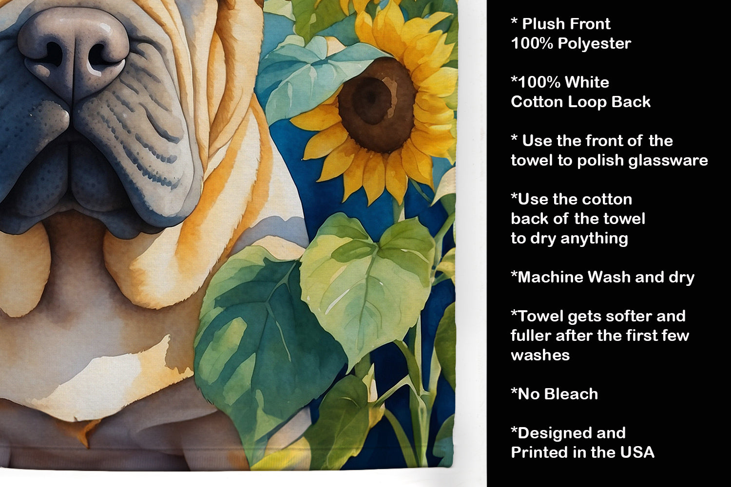 Shar Pei in Sunflowers Kitchen Towel