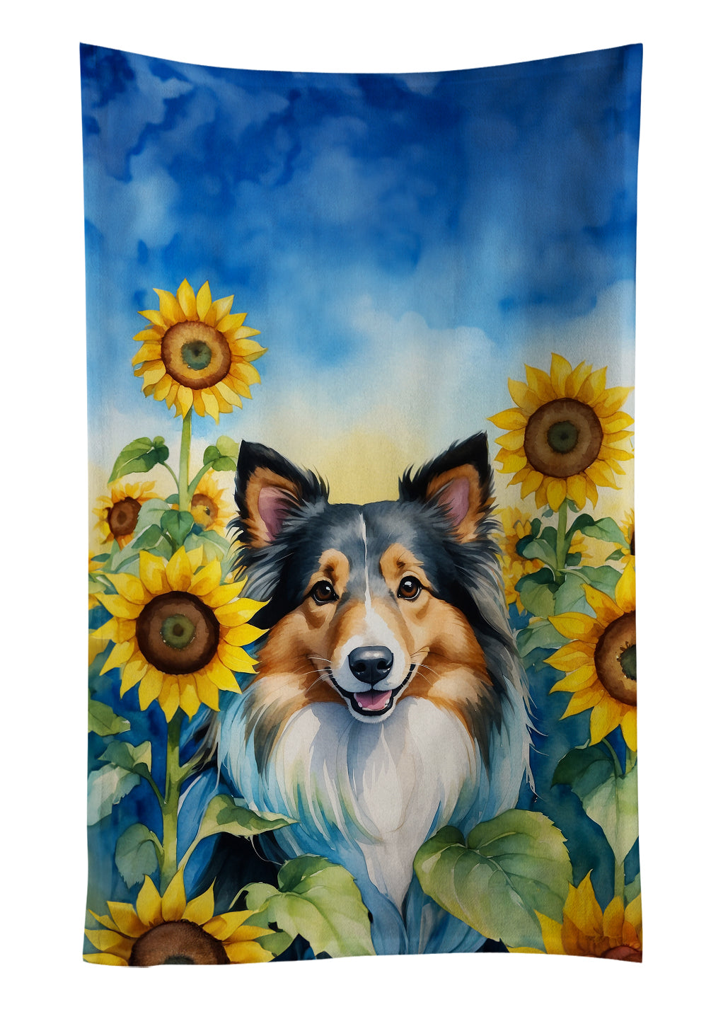 Buy this Sheltie in Sunflowers Kitchen Towel