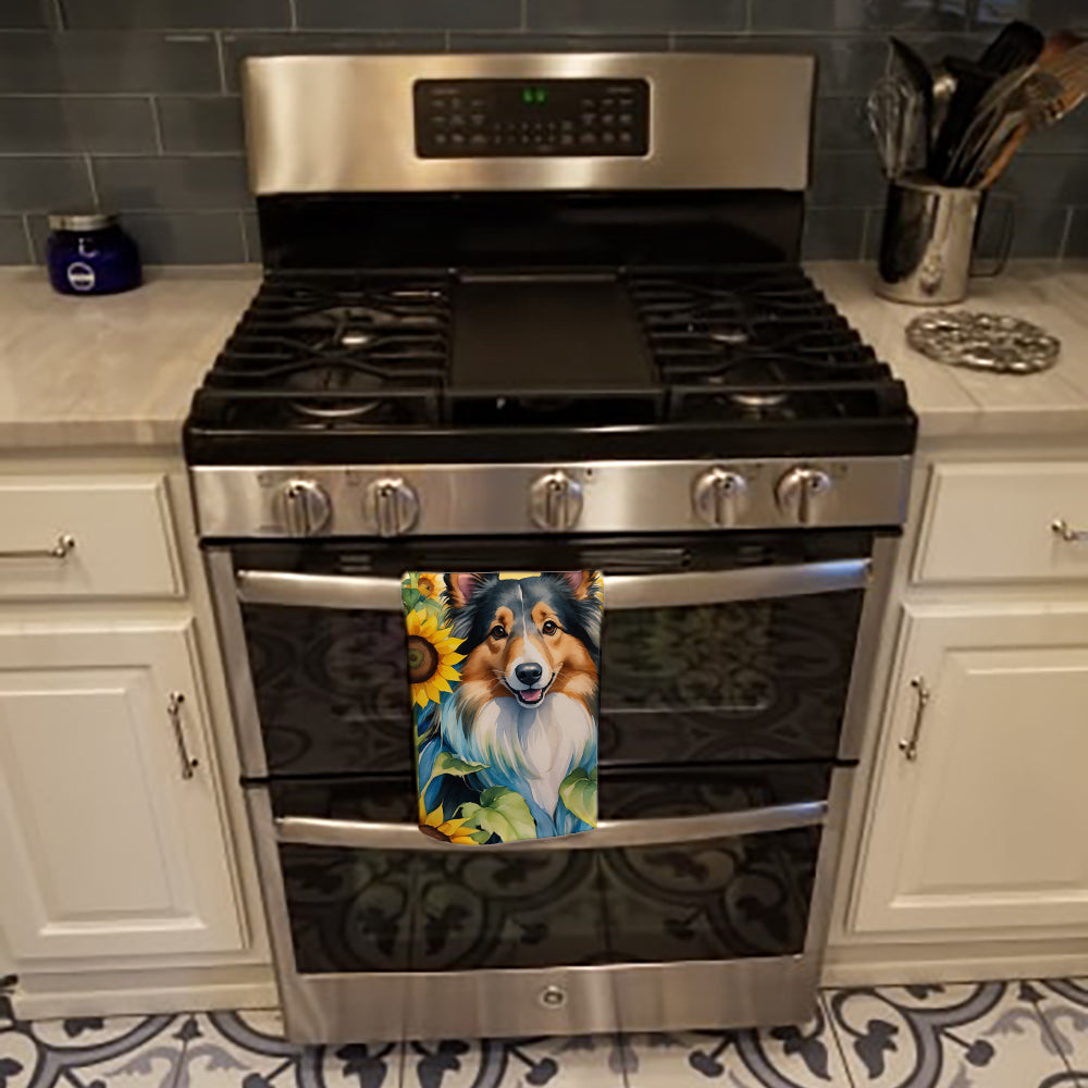 Sheltie in Sunflowers Kitchen Towel