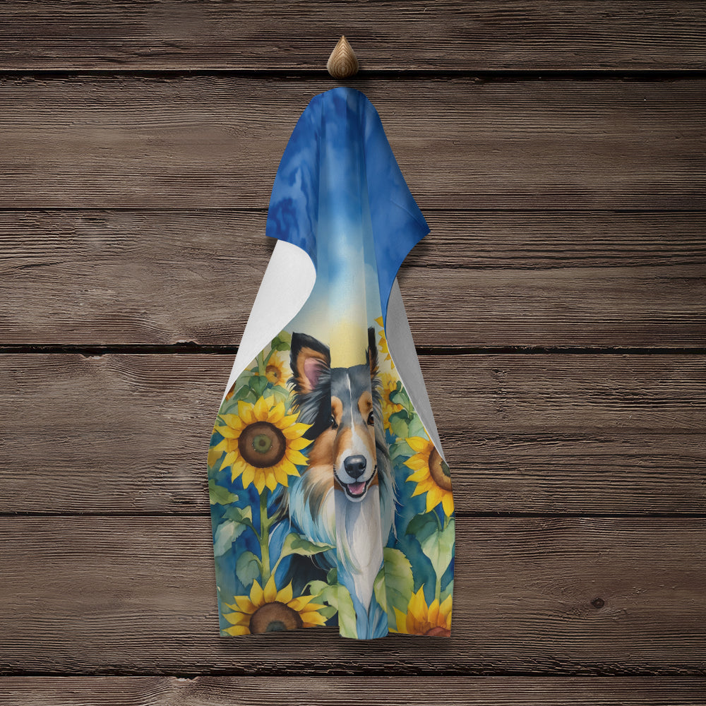 Sheltie in Sunflowers Kitchen Towel