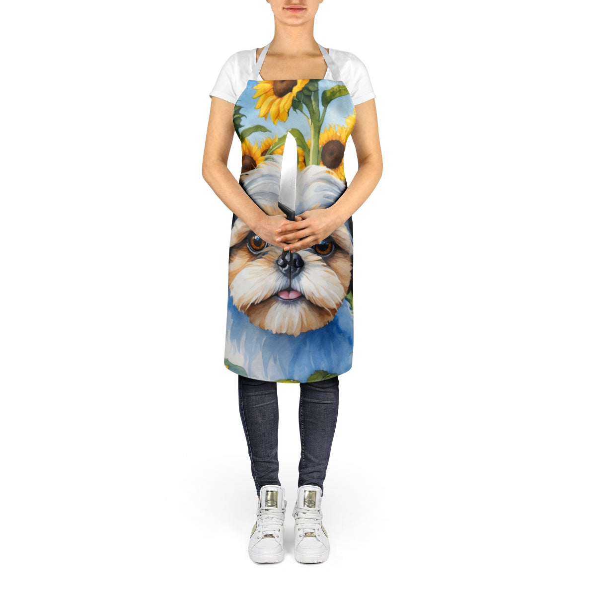 Shih Tzu in Sunflowers Apron