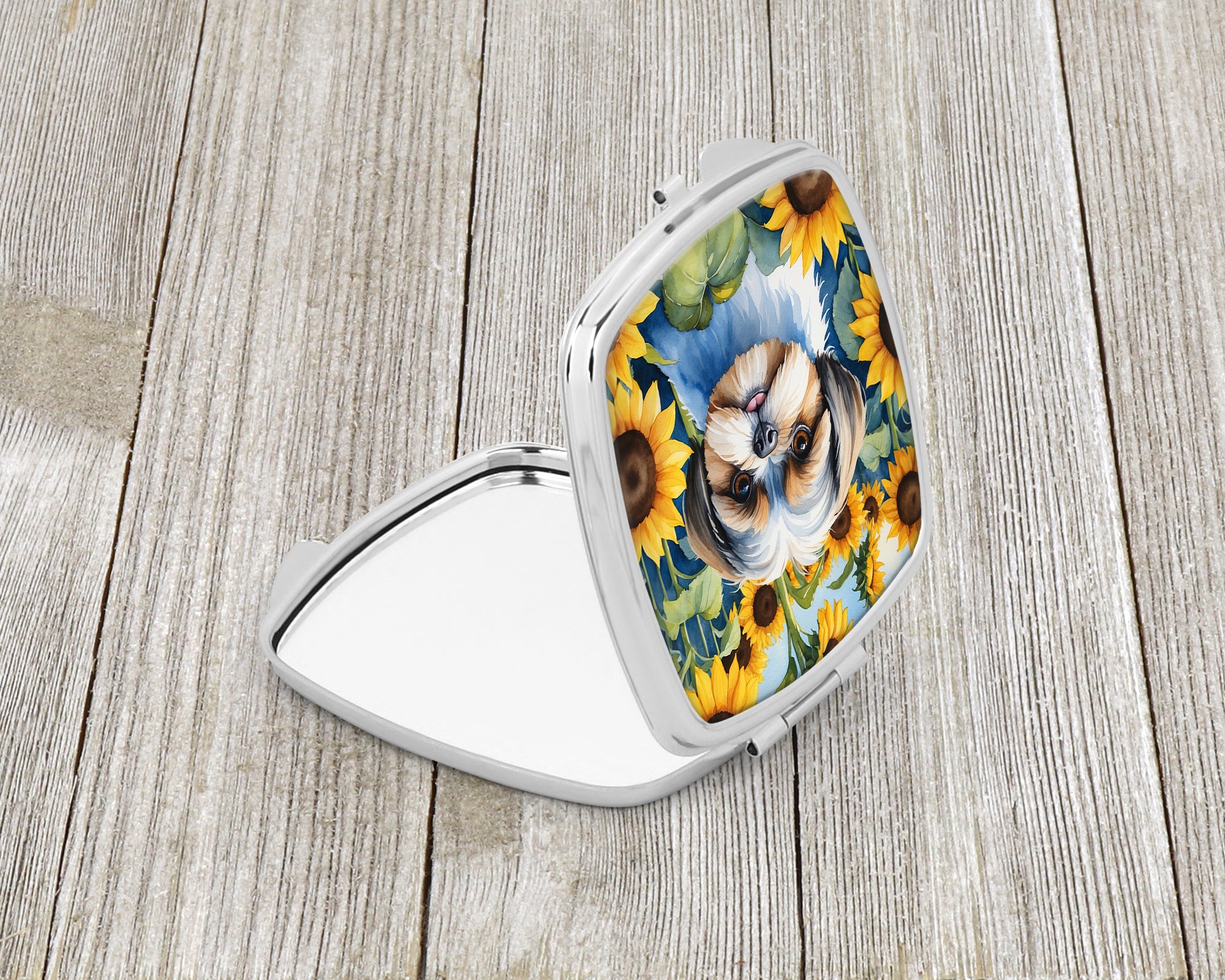 Shih Tzu in Sunflowers Compact Mirror