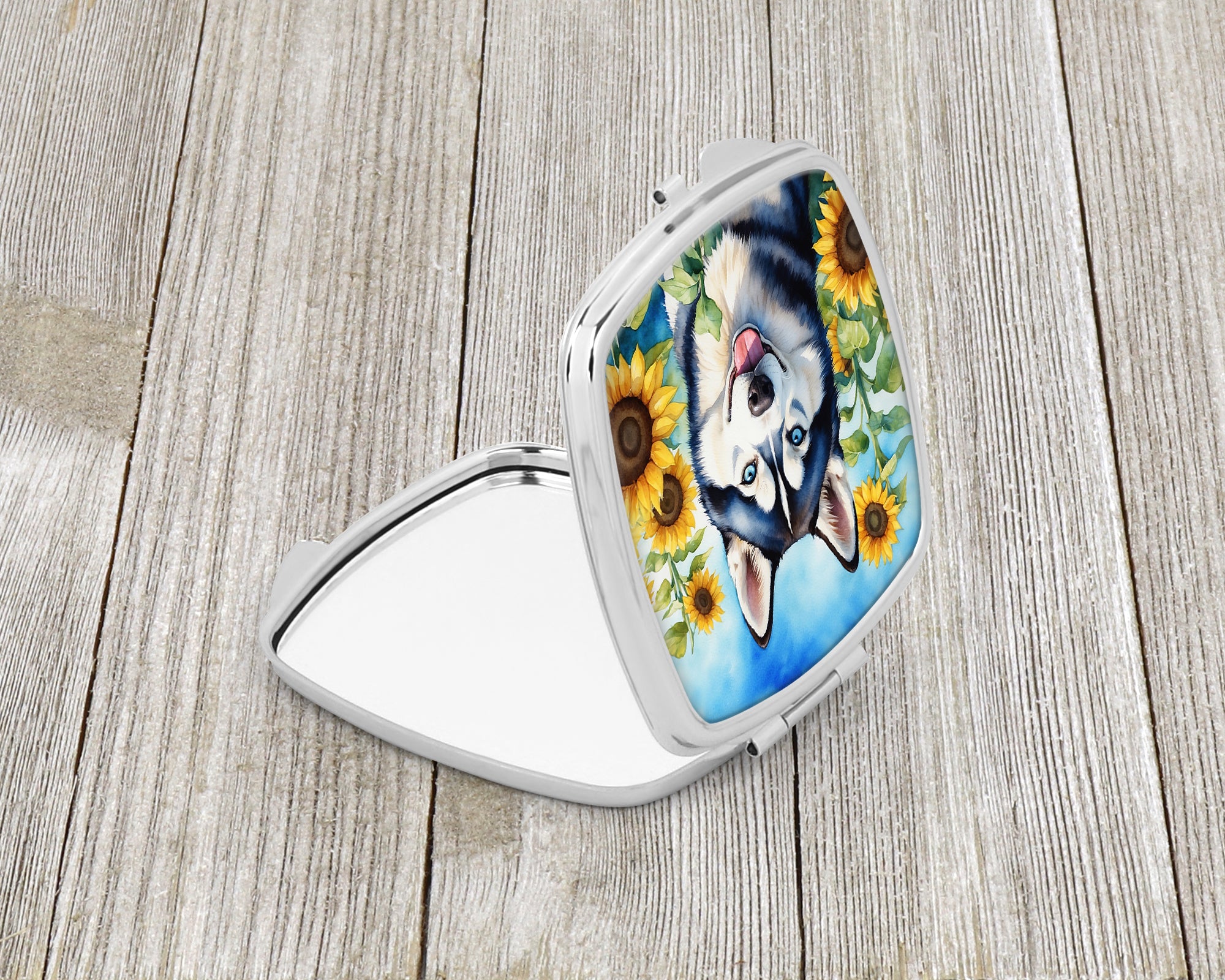 Buy this Siberian Husky in Sunflowers Compact Mirror