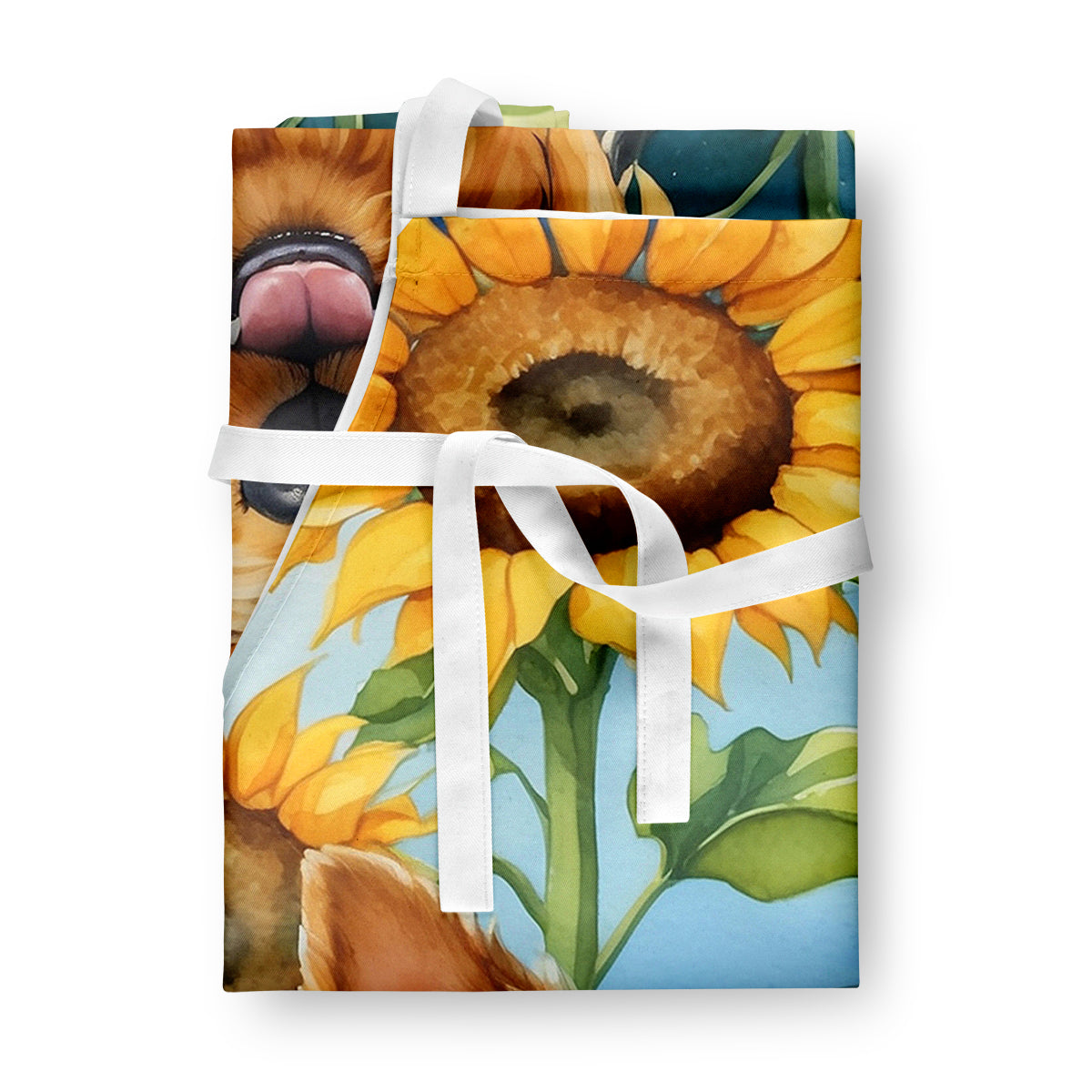 Silky Terrier in Sunflowers Apron