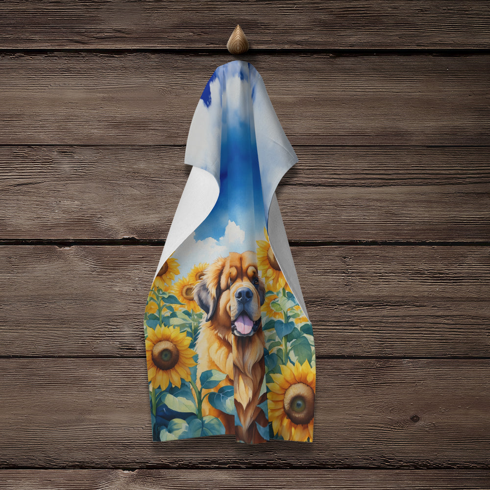 Tibetan Mastiff in Sunflowers Kitchen Towel