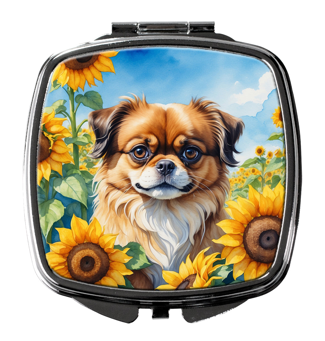 Buy this Tibetan Spaniel in Sunflowers Compact Mirror