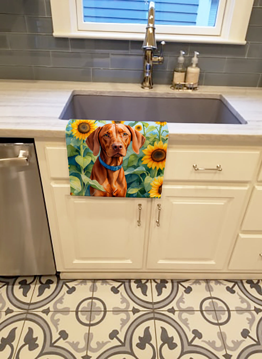 Buy this Vizsla in Sunflowers Kitchen Towel