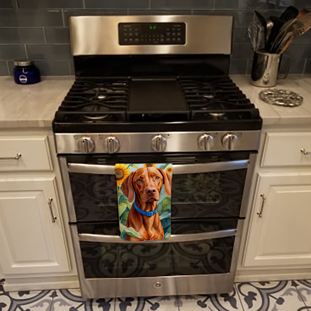 Vizsla in Sunflowers Kitchen Towel