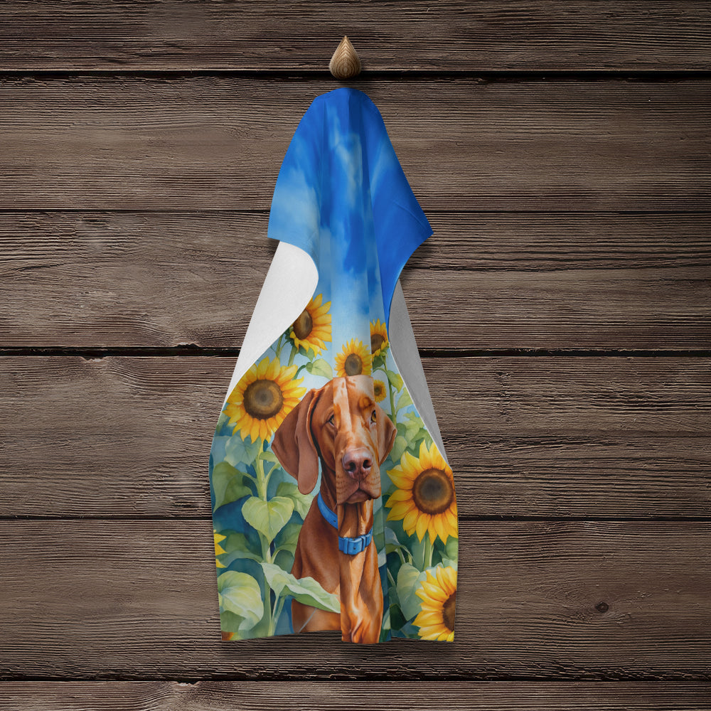 Vizsla in Sunflowers Kitchen Towel