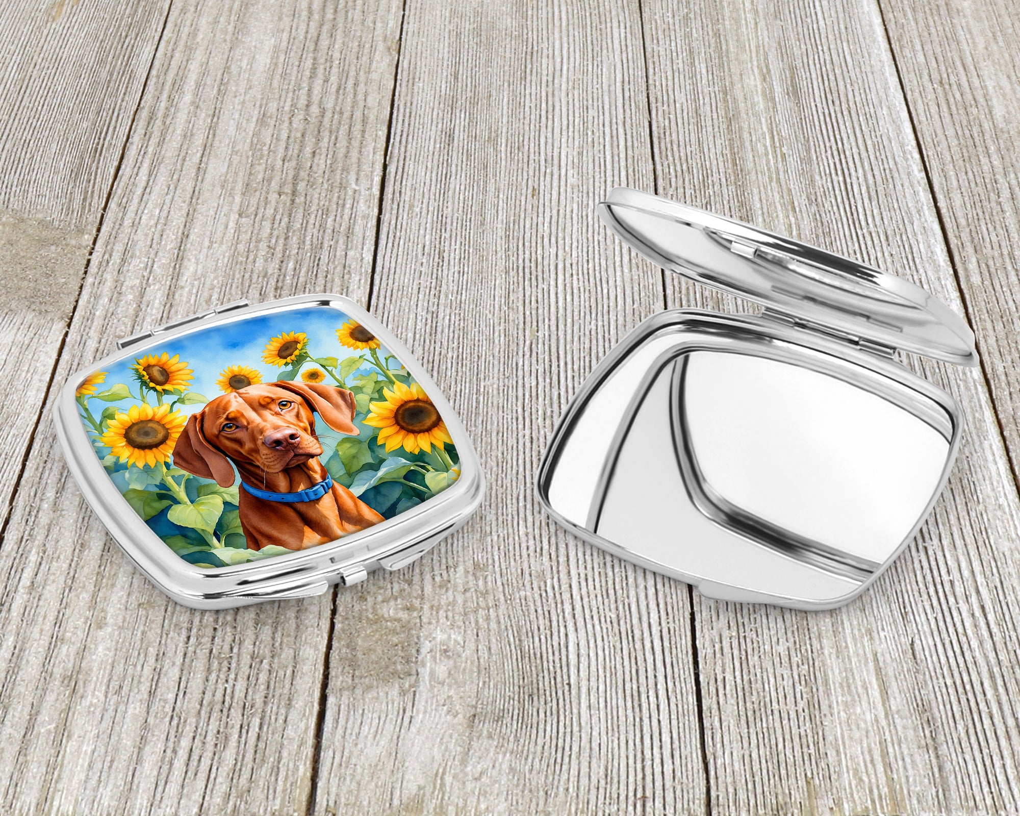 Vizsla in Sunflowers Compact Mirror