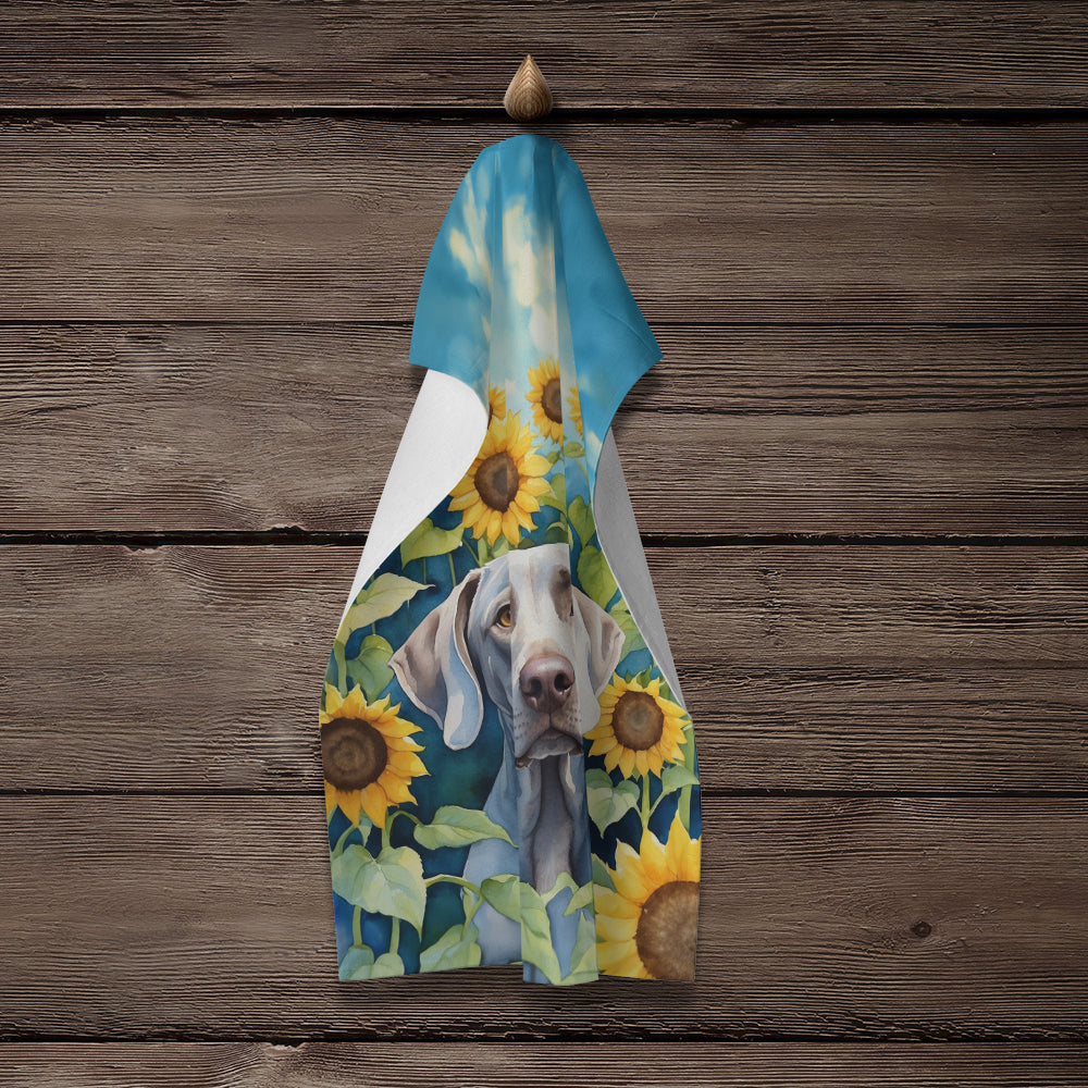 Weimaraner in Sunflowers Kitchen Towel