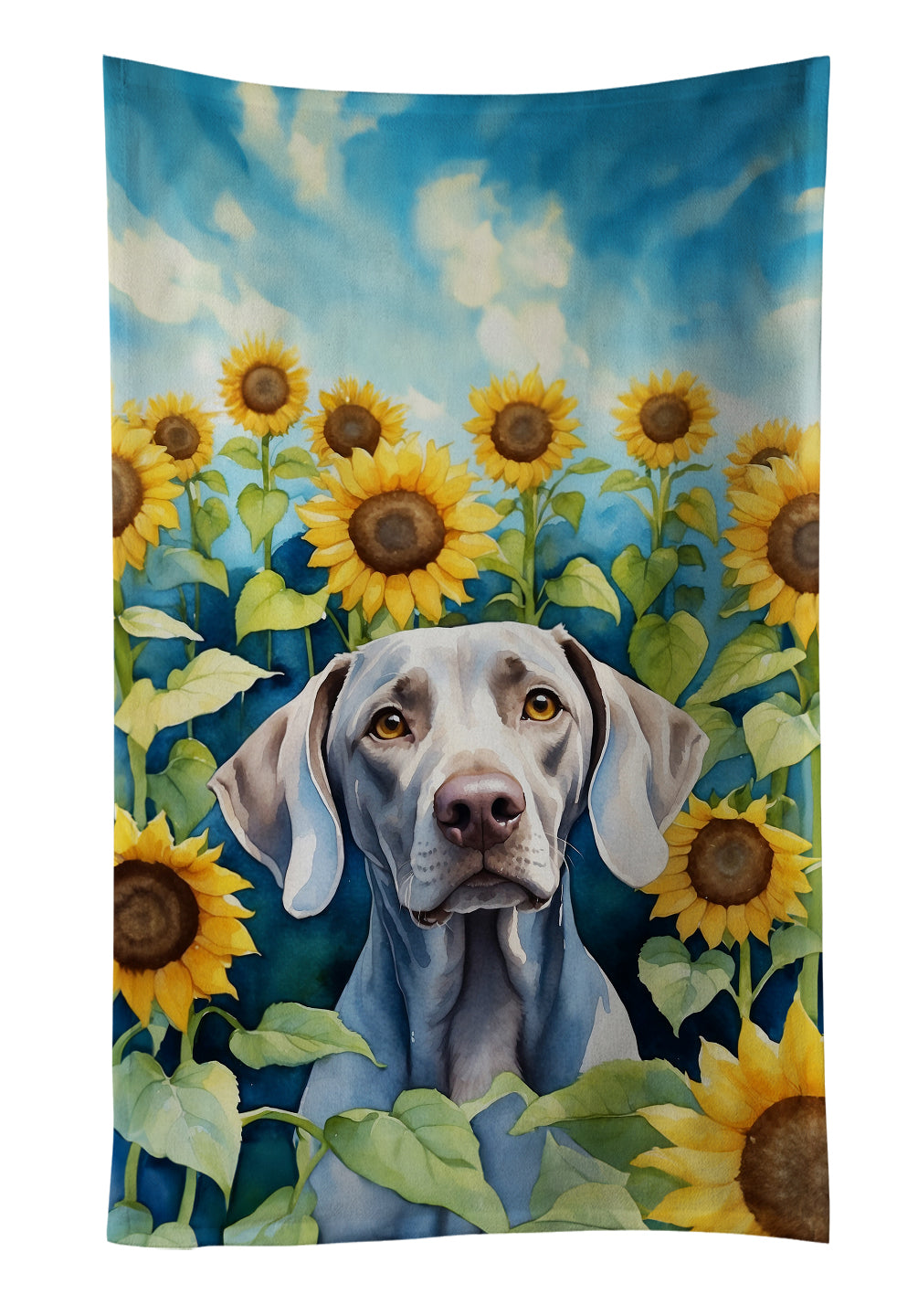 Buy this Weimaraner in Sunflowers Kitchen Towel