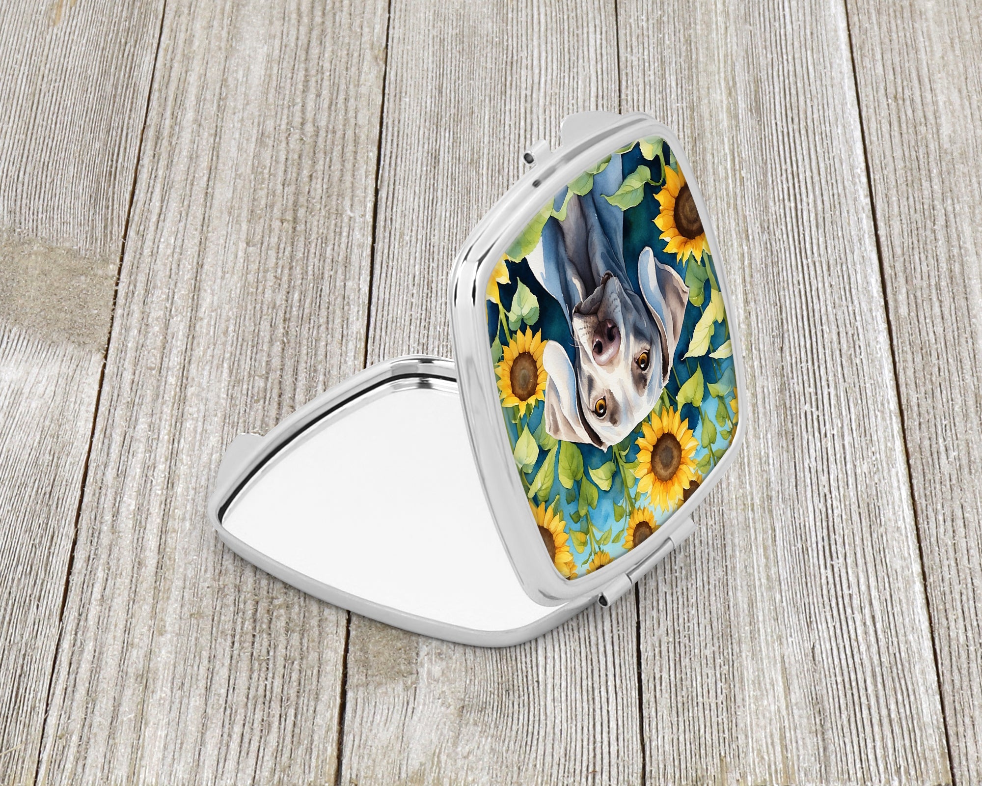 Buy this Weimaraner in Sunflowers Compact Mirror