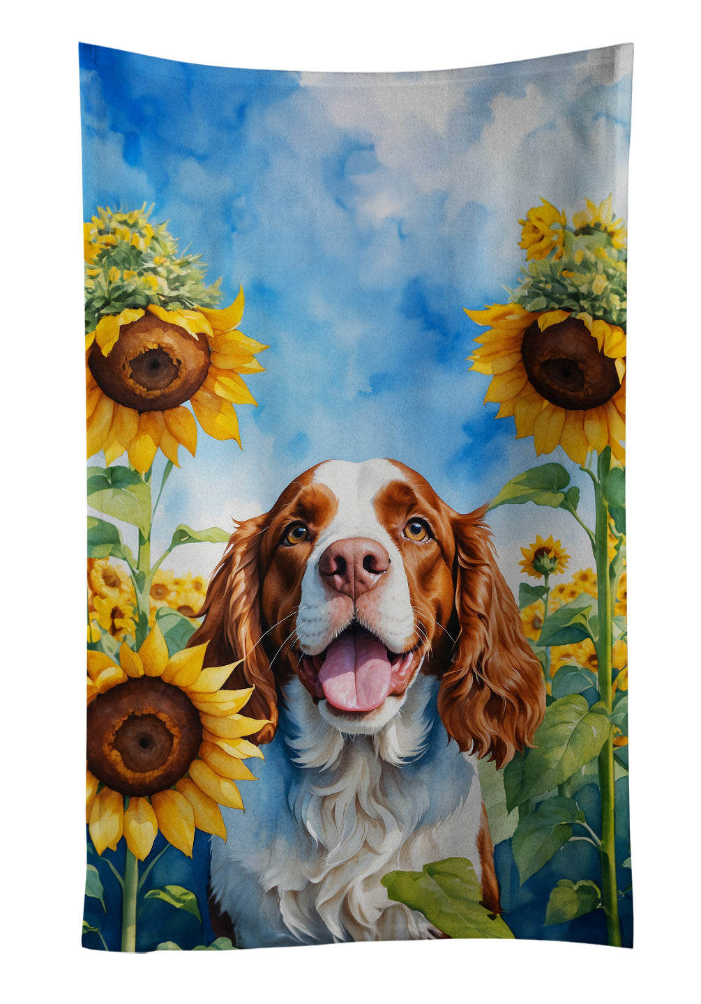 Buy this Welsh Springer Spaniel in Sunflowers Kitchen Towel