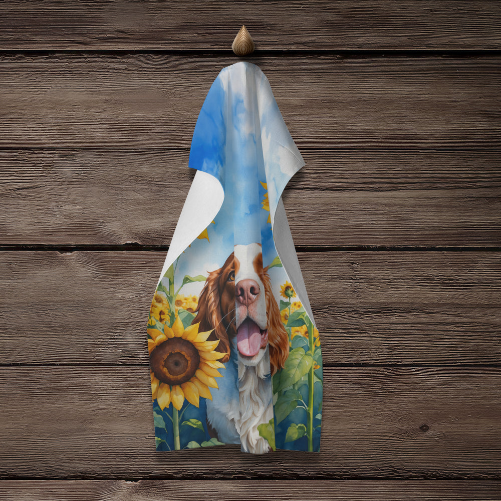 Welsh Springer Spaniel in Sunflowers Kitchen Towel